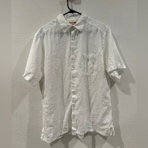 Natural Blue By Visitor 100% Linen White The West Hampton Short Sleeve Shirt L